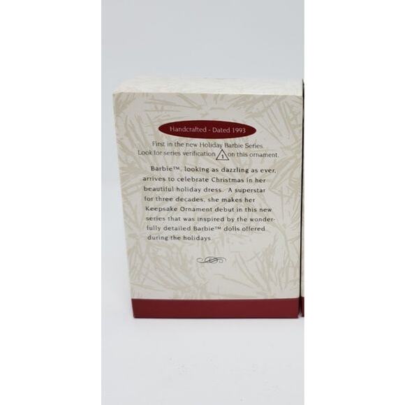 1993 Hallmark Holiday Barbie Red Dress #1 Christmas Tree Holiday Ornament - Picture 2 of 4